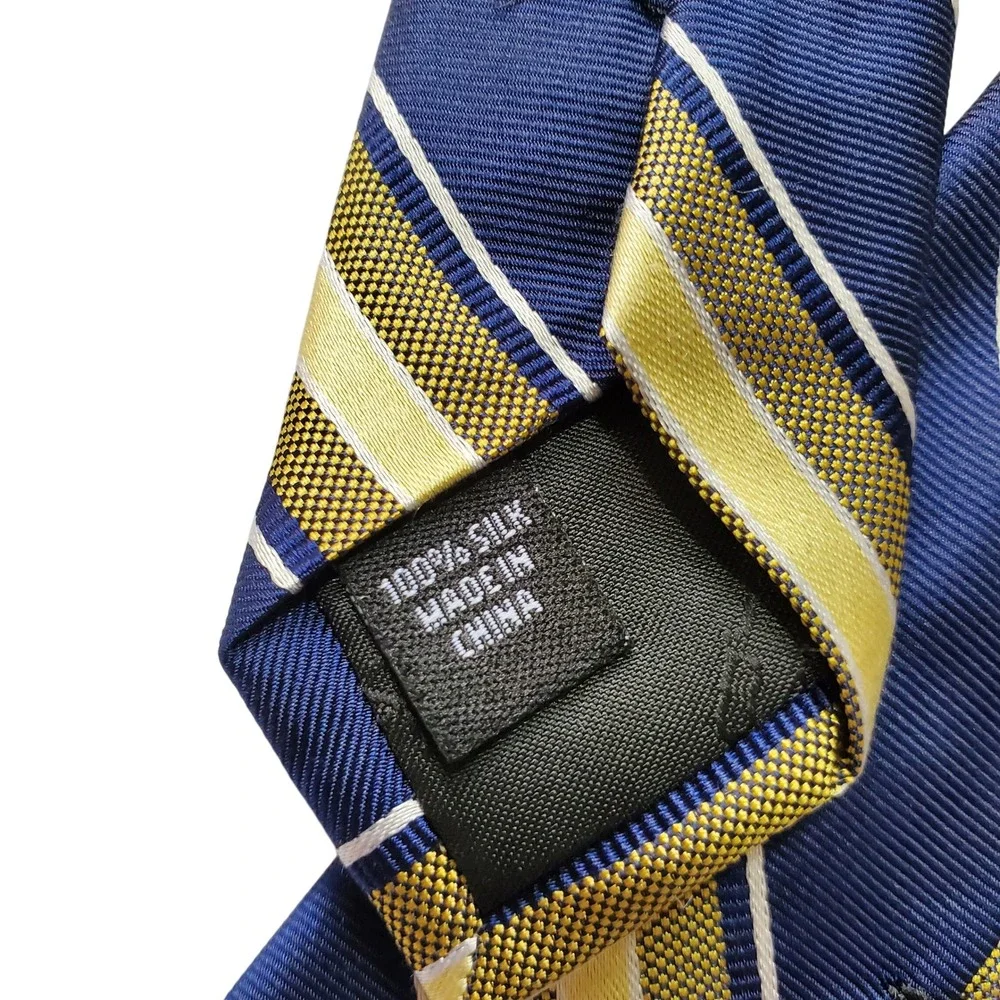 Jos.‎ A. Bank Traveler Silk Tie Navy Gold Stripe Necktie Business Formal
